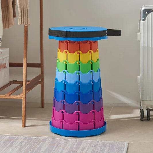 Portable Rainbow Telescopic Stool – Lightweight Collapsible Folding Seat