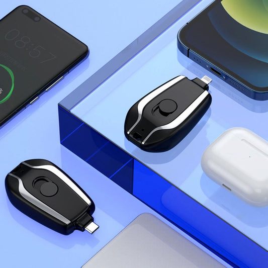 1500Mah Portable Keychain Power Bank With Telescopic Plug Design And One Button Shrink Feature For iPhone - Without Cable | (Random Colour)