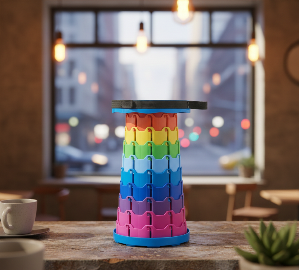 Portable Rainbow Telescopic Stool – Lightweight Collapsible Folding Seat